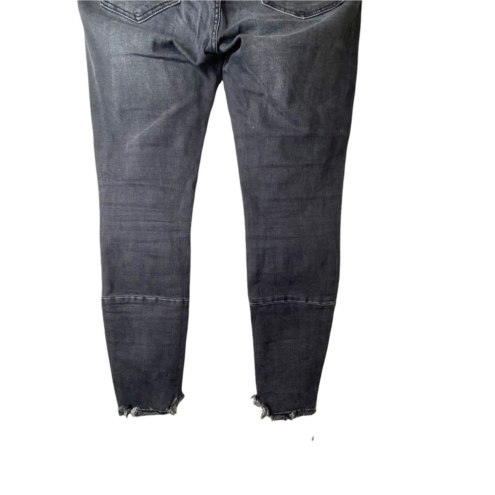 Zara Trafaluc Denimwear Black Grey Distressed Stretch Jeans Raw Hem Size 10 - Picture 6 of 8